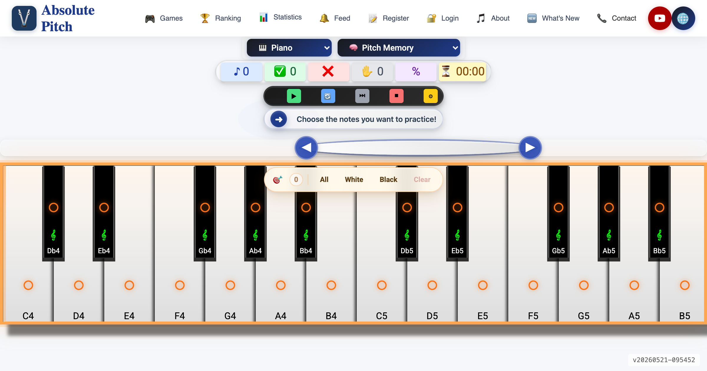 Pitch Memory Game - Absolute Pitch Piano
